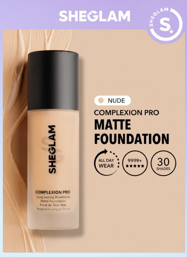 SHEGLAM-Complexion-Pro-Long-Lasting-Breathable-Matte-Foundation-Nude-Product-Beautifier.webp SHEGLAM Complexion Pro Long Lasting Breathable Matte Foundation 30ml